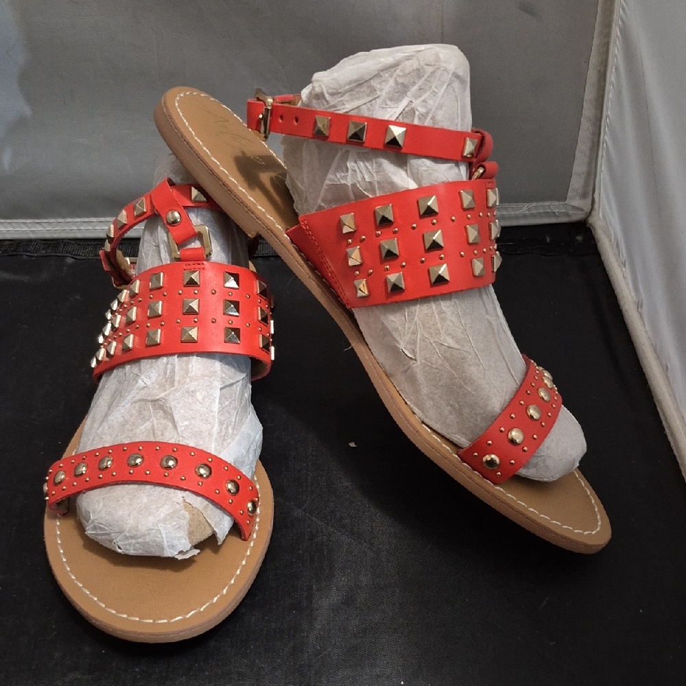 Arturo Chiang Red Studded Sandals